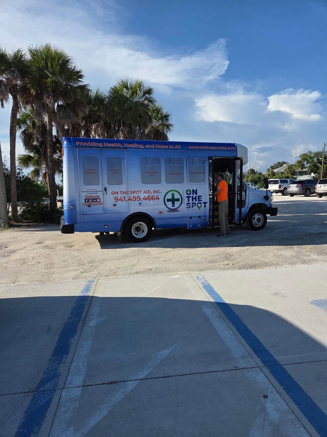 On The Spot bus at an outreach stop