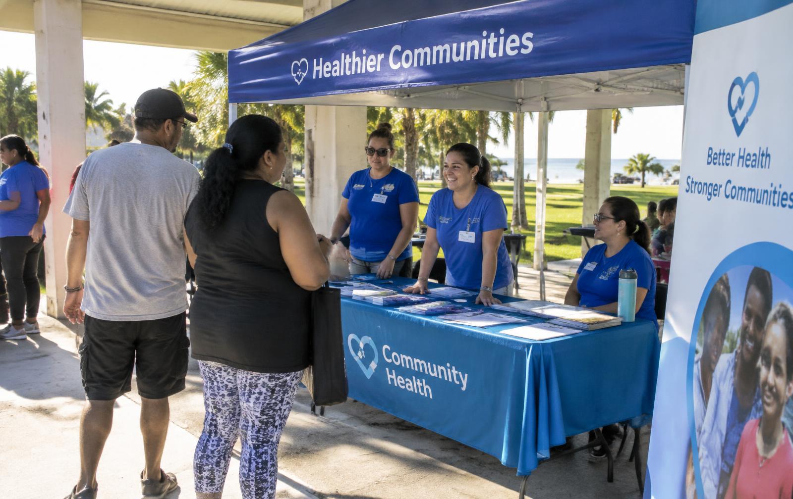Pop-up health table in a park