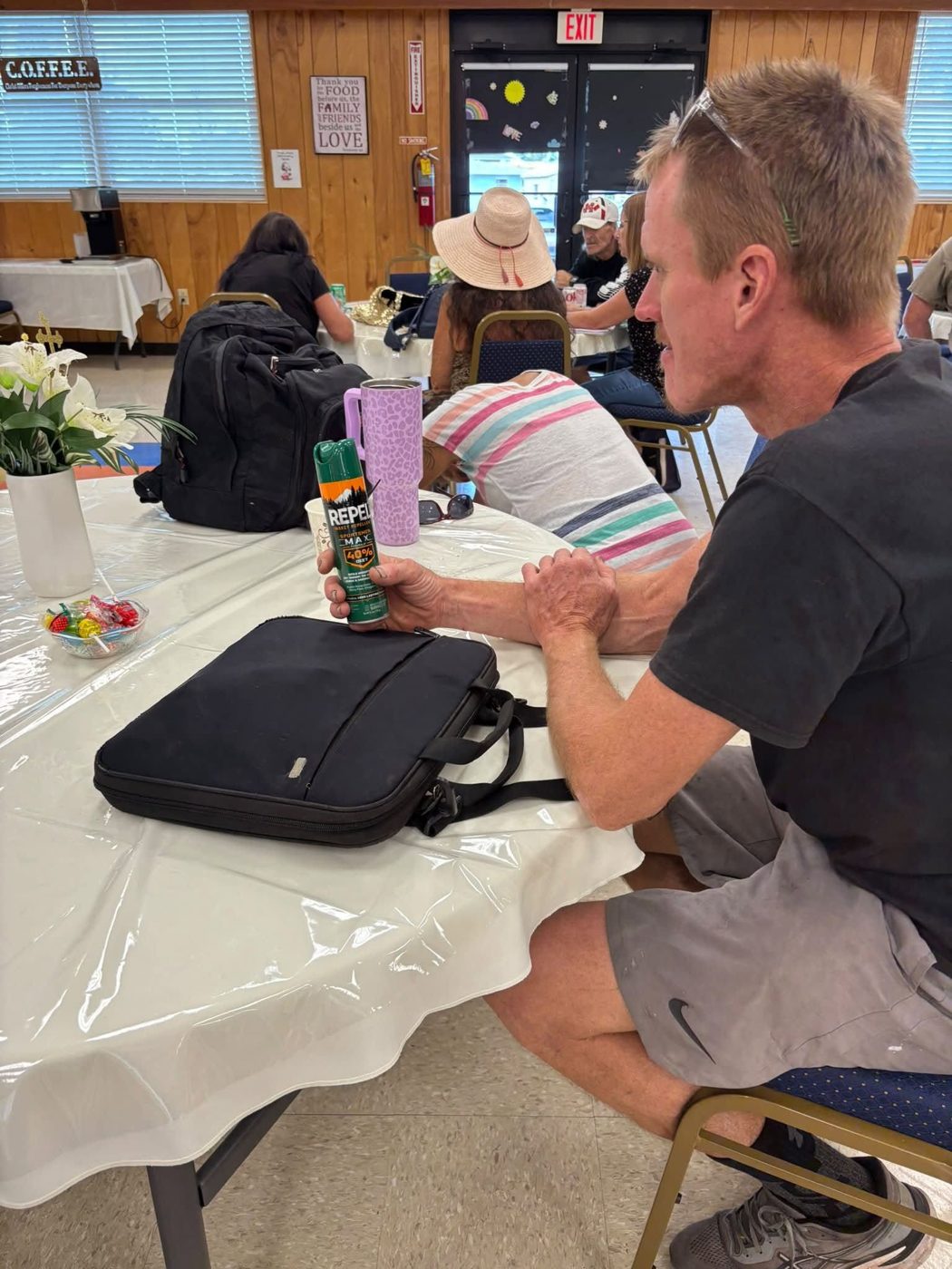 Patient receiving supplies at outreach
